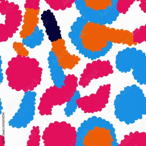 Abstract bold and colorful memphis style pattern, pale colors, generative ai