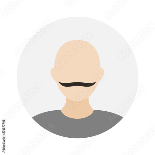 Empty face icon avatar with mustache. Vector illustration.