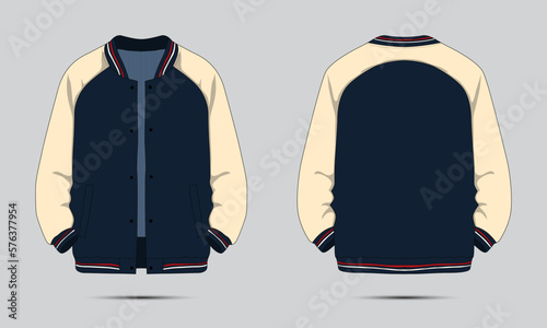 Varsity Jacket Mockup in Front and Back Views