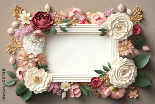 Wildflower rose flower floral frame red rose,hulthemia, rosa. Aquarelle wild flower for background, texture, wrapper pattern, frame or border.generative ai