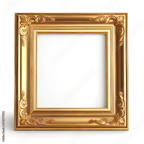 Antique golden frame isolated on white background. Generative ai..