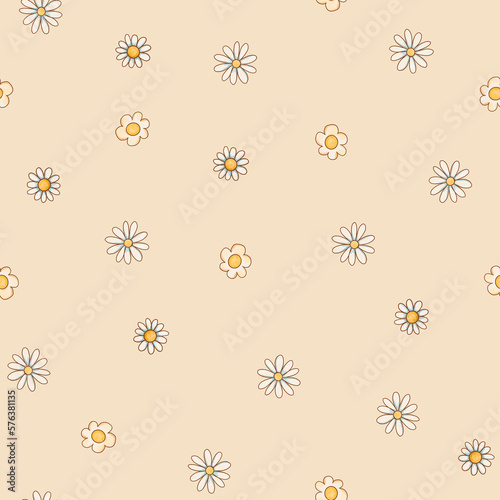 Cute daisy flowers summer seamless pattern