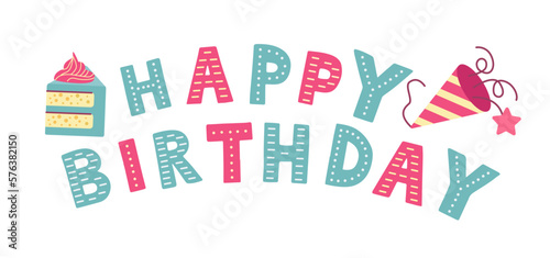 Happy Birthday, gorgeous lettering written with elegant calligraphic font or script.
