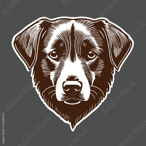 a pretty dog portrait sticker in vector