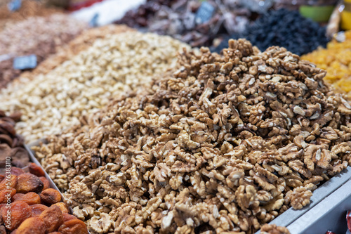 Walnut closeup. Dried fruit...