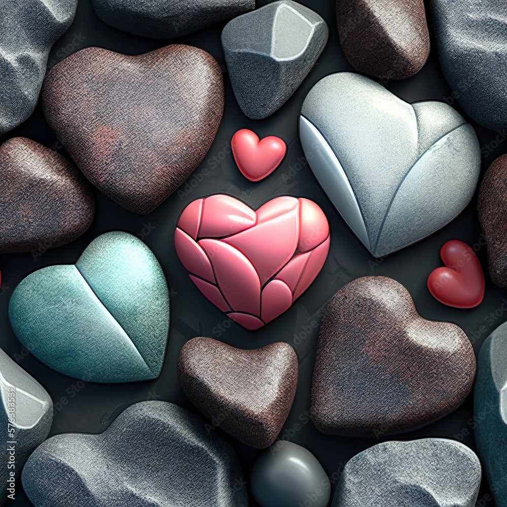 Obraz premium Heart Shaped Rocks Background Generative AI