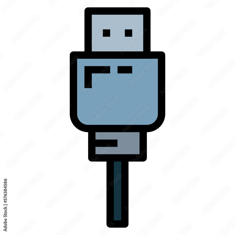 Usb cable filled outline icon style Usb cable filled outline icon style