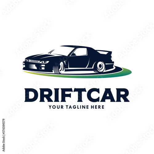 drift car logo design, drift racing illustration