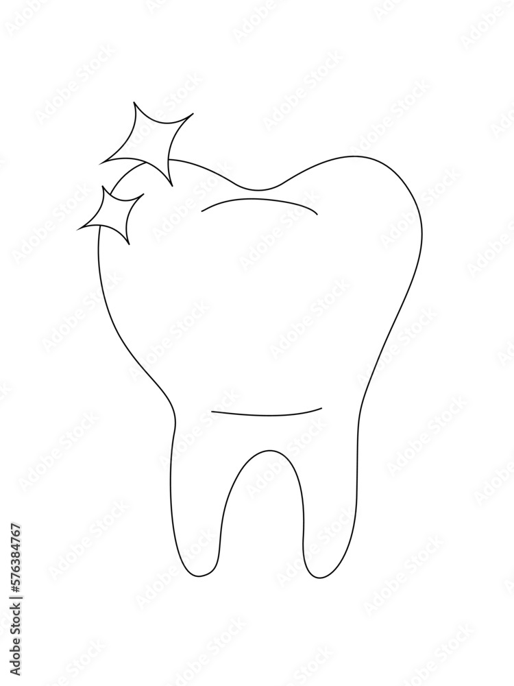 Simple Outline Vector Illustration of a Tooth with shine Simple Outline Vector Illustration of a Tooth with shine