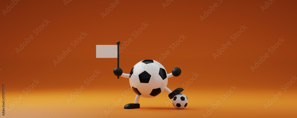 Soccer ball sport competition banner. 3D rendering Soccer ball sport competition banner. 3D rendering