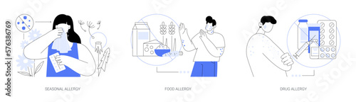 Allergy treatment abstract concept vector illustrations.