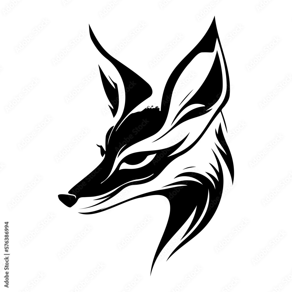Fototapeta premium Fox Face, Silhouettes Fox Face SVG, black and white Fox vector