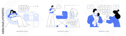 Newborn childcare abstract concept vector illustrations.