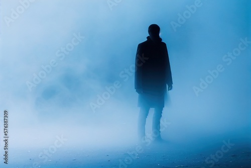 Silhouette of a man in blue dark