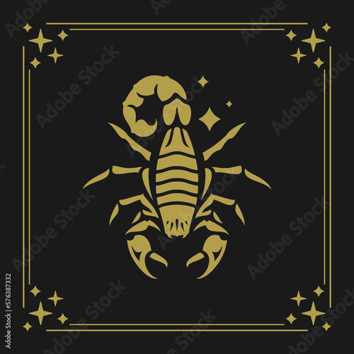Scorpio zodiac symbol astrology celestial calendar vintage card design vector illustration