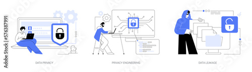 Personal data protection abstract concept vector illustrations.