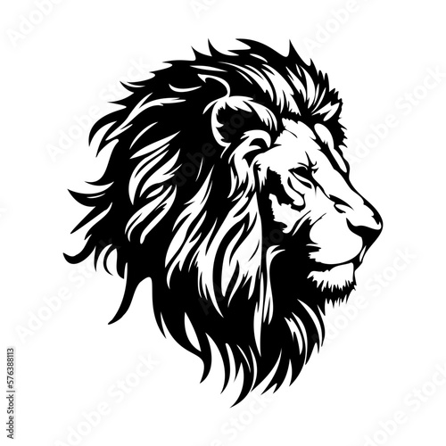 Fototapeta Naklejka Na Ścianę i Meble -  Lion Face, Silhouettes Lion Face SVG, black and white lion vector