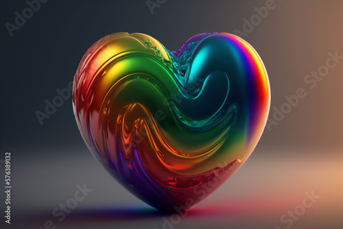 A rainbow heart with a neon glow and a futuristic vibe photo