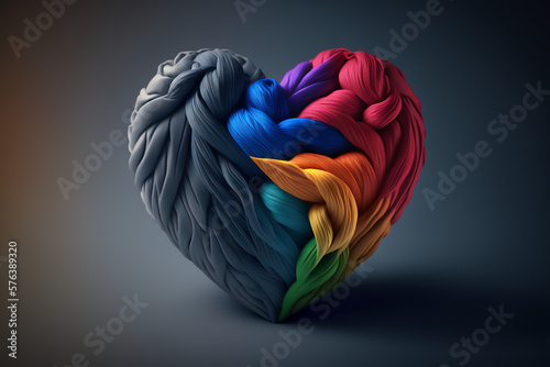 An illustration of a heart in bright rainbow colors, celebrating the LGBTQ+ community photo