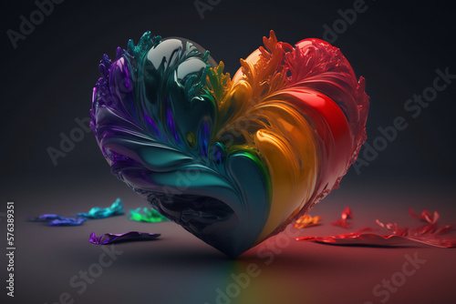 A colorful heart with a rainbow design, symbolizing the beauty of love in all its forms photo