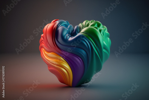A vibrant and joyful rainbow heart, symbolizing pride and unity for LGBTQ+ individuals photo