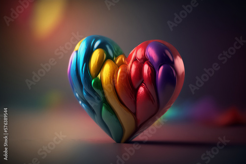 A bright and lively rainbow heart, representing the hope for a more inclusive and accepting society photo