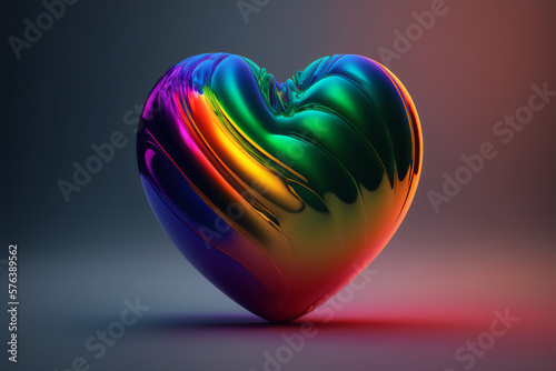 A colorful heart in rainbow shades, symbolizing love and acceptance for the LGBTQ+ community photo