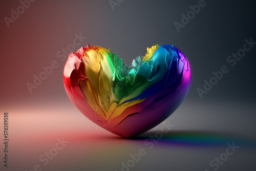 A vibrant heart with a rainbow gradient, reflecting the beauty and joy of the LGBTQ+ community photo