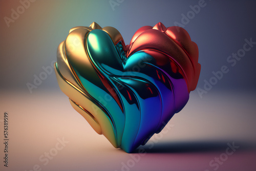 An illustration of a heart in rainbow colors, representing the happiness of the LGBTQ+ community photo
