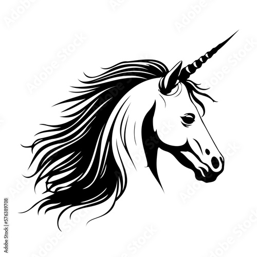 Unicorn Face, Silhouettes Unicorn Face SVG, black and white Unicorn vector