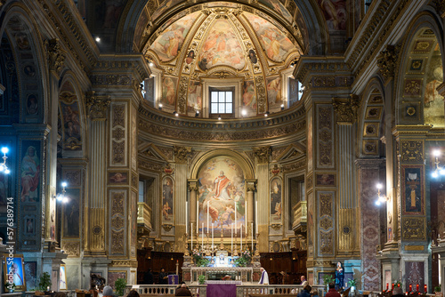 The altar of the baroque church of San Marcello al Corso in Rome  Italy 