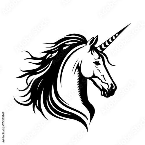 Unicorn Face  Silhouettes Unicorn Face SVG  black and white Unicorn vector