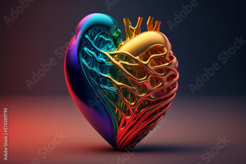 A multicolor abstract heart image with a glitter effect and rainbow colors, promoting individuality photo