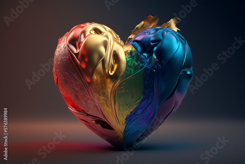 A stunning abstract heart with a rainbow of colors photo