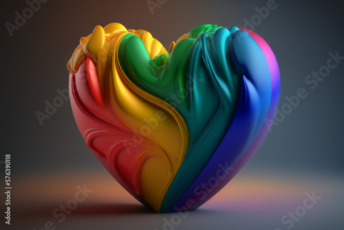 A vibrant liquid rainbow heart with unique design photo