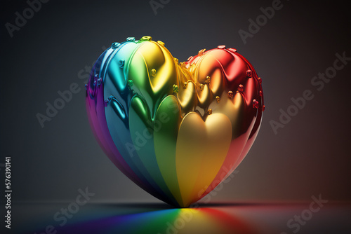 A heart-shaped liquid rainbow with glitter effect photo