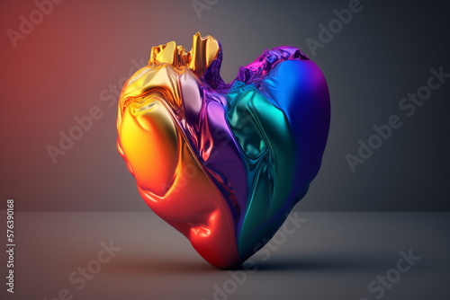 A heart-shaped liquid rainbow with pastel colors photo