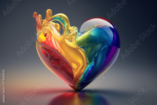 A liquid rainbow heart in a stunning illustration, symbolizing love and diversity