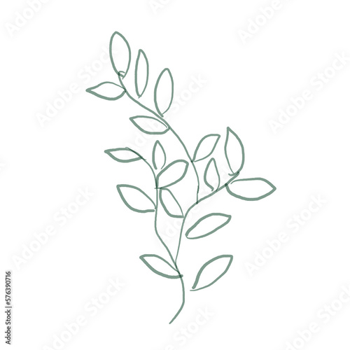 abstract handdraw leave branch blue   isolated element flower