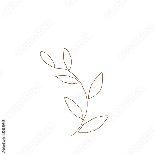 abstract handdraw leave branch blue   isolated element flower