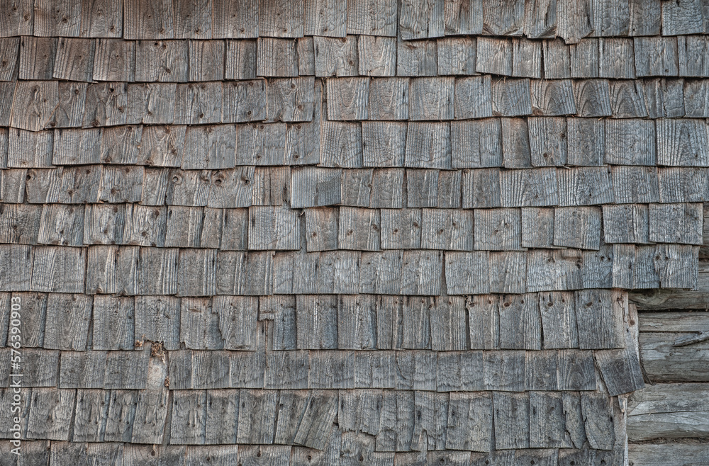 Old wooden shingle roof texture background Old wooden shingle roof texture background