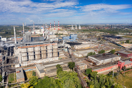 Chemical production: JSC Bashkir Soda Company, production workshops. Aerial view. photo