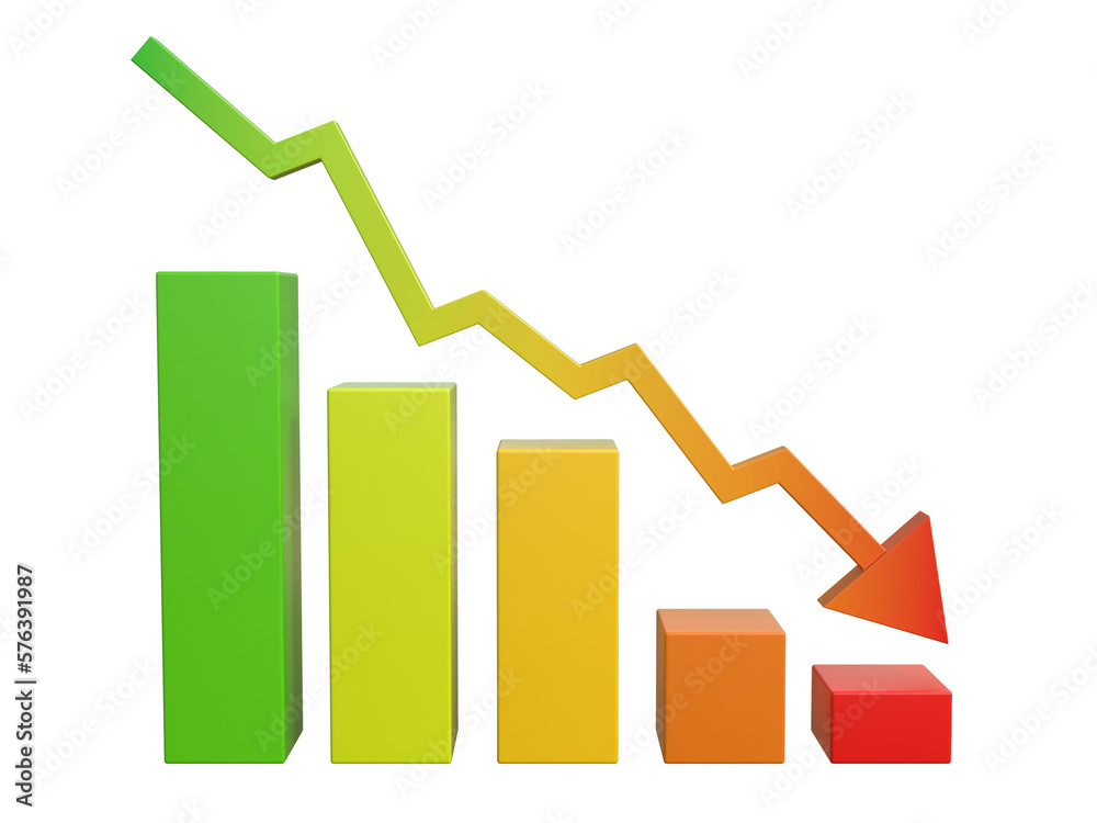 Business financial crash concept, colorful decline chart 3d rendering Business financial crash concept, colorful decline chart 3d rendering