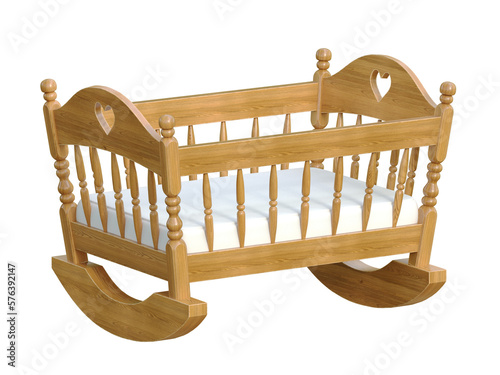 Cradle isolated on white background  3d rendering