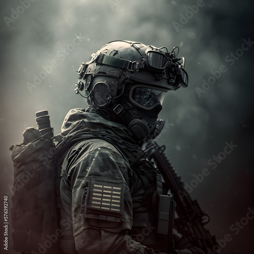 pecial Forces Soldier s Unique helmet-ai generative photo