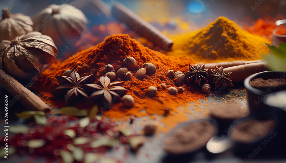 Spice Sensation: An Assortment of Spices and Herbs for Every Dish and Occasion - ai generated