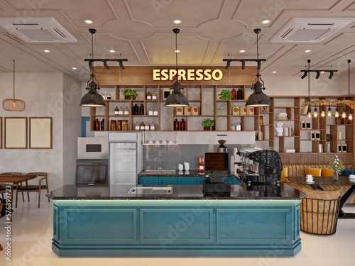3d render coffee shop