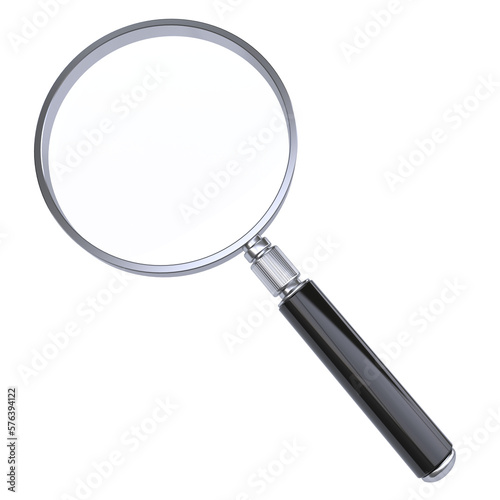 Magnifier isolated on white background 3d rendering