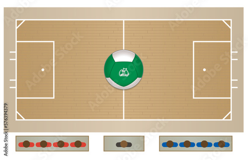 para sports paralympic powerchair football standard-sized court for player sitting in specialized powered wheelchair including ball