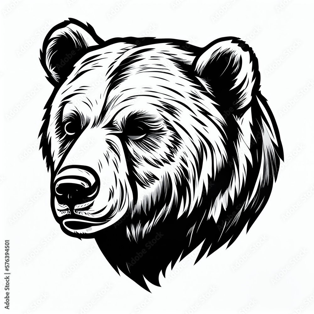 black and white bear head Illustration Stock Illustration Adobe Stock